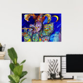 VLUCHTSTAND IN BLUE/Venetië, carnavalsnacht Poster (Thuiskantoor)