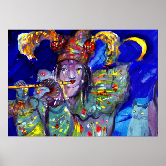 VLUCHTSTAND IN BLUE/Venetië, carnavalsnacht Poster (Voorkant)