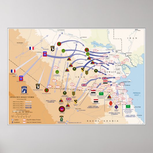 Vluchtuitvoeringskaart Storm woestijn 1991 Poster (Voorkant)