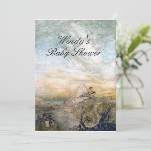 Vluchtvliegen af met Baby shower uitnodigen Kaart (Staand voorkant)