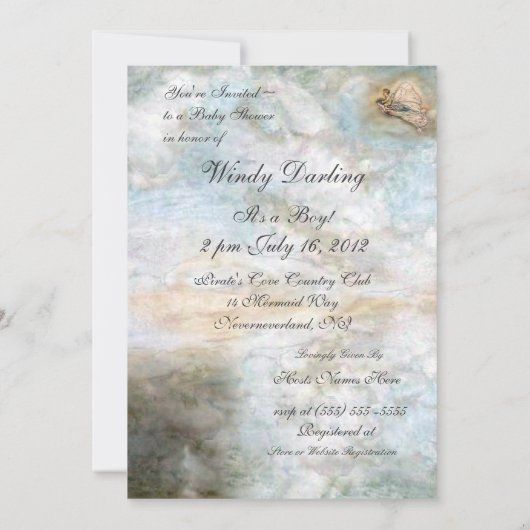 Vluchtvliegen af met Baby shower uitnodigen Kaart (Achterkant)