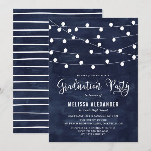 Vluchty String Lights Graduation Party Uitnodiging
