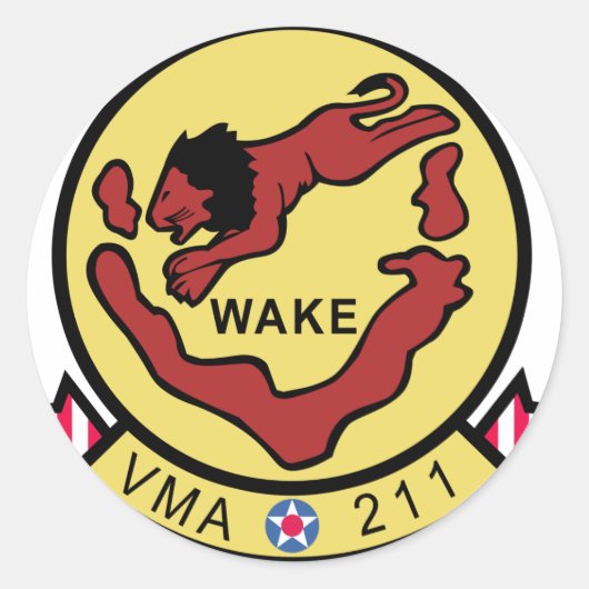 VMA-211 Wake Island Avengers Ronde Sticker (Voorkant)