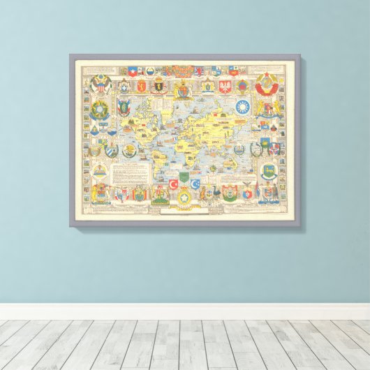 VN-kaart van de wereld Canvas Afdruk (Insitu (Houten vloer))