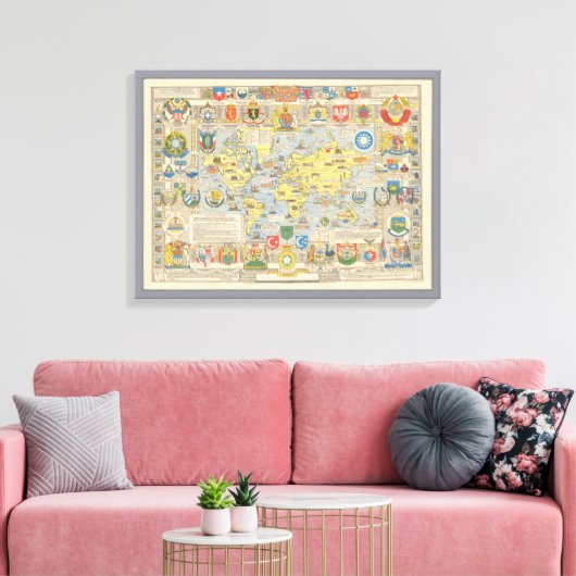 VN-kaart van de wereld Canvas Afdruk (Insitu (Woonkamer))