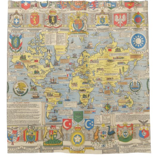 VN-kaart van de wereld Douchegordijn (Voorkant)