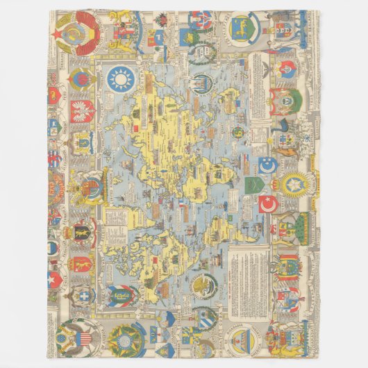 VN-kaart van de wereld Fleece Deken (Voorkant)