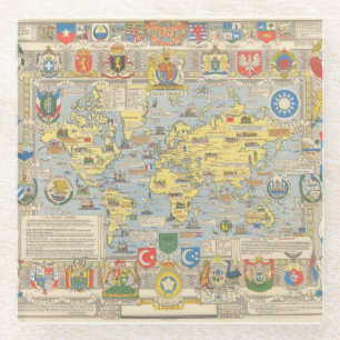 VN-kaart van de wereld Glazen Onderzetter