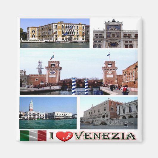 VNT032 VENICE I Love, Mosaic, Italy, Fridge Magneet (Voorkant)