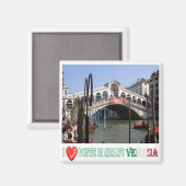 VNT048 VENICE, RIALTO BRIDGE I Love, Italië, Fridg Magneet (Voorkant / Achterkant)