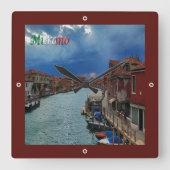 VNT055 VENICE, MURANO, Veneto, Italië Vierkante Klok (Voorkant)