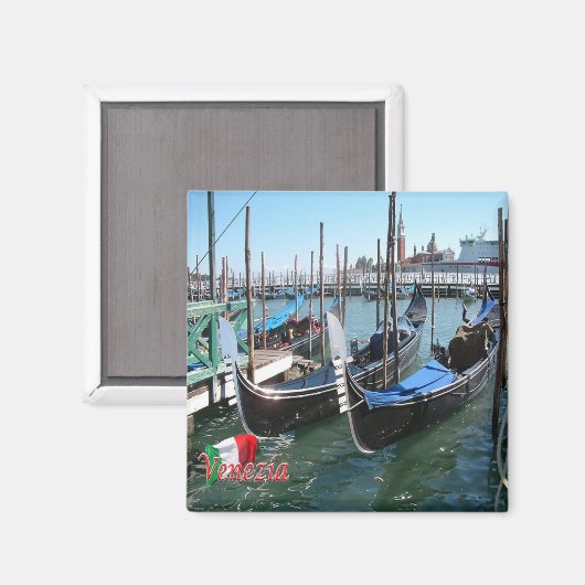 VNT062 VENICE, Gondolas, Veneto, Italië, Fridge Magneet (Voorkant / Achterkant)