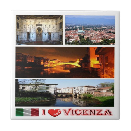 VNT081 VICENZA I Love, Mozaïek, Italië, Tegeltje (Voorkant)