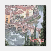 VNT085 VERONA, Roman Bridge, Verona, Italië, Fridg Magneet (Voorkant)