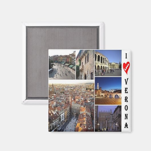 VNT089 VERONA I Love, Mosaic, Italy, Fridge Magneet (Voorkant / Achterkant)