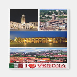 VNT090 VERONA I Love, Mosaic, Italy. Fridge Magneet
