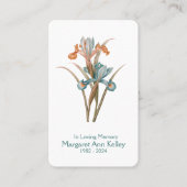 Vntage Bloemen Foto Gebed Kaart Visitekaartje (Voorkant)
