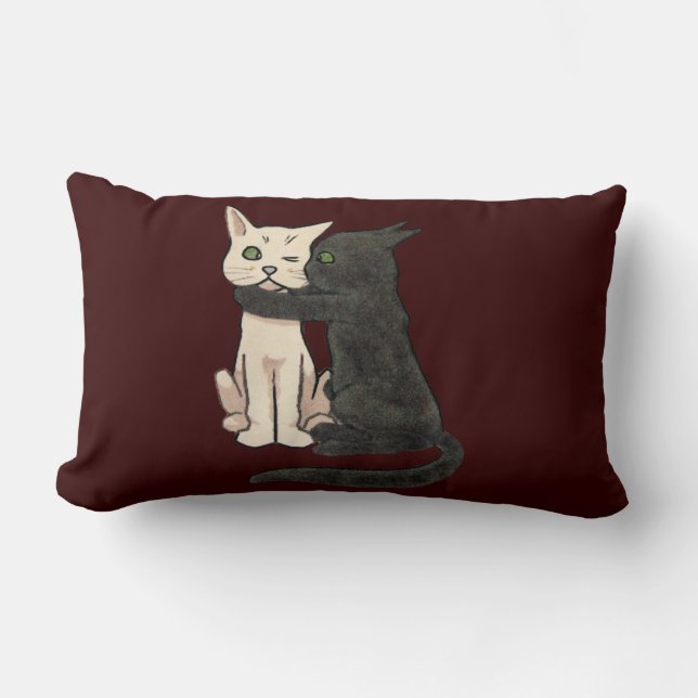 Vntage Cute Cat Couple Cushion Kussen (Voorkant)
