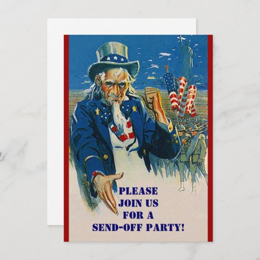 Vntg Oom Sam Militaire Verstuur Uitnodigingen van  (Voorkant / Achterkant)