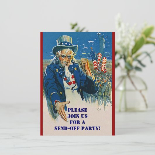 Vntg Oom Sam Militaire Verstuur Uitnodigingen van  (Staand voorkant)