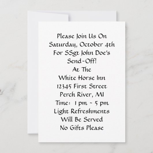 Vntg Oom Sam Militaire Verstuur Uitnodigingen van  (Achterkant)