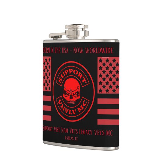 VNVLV MC Worldwide Support Vinyl Wrapped Flask Heupfles (Links)