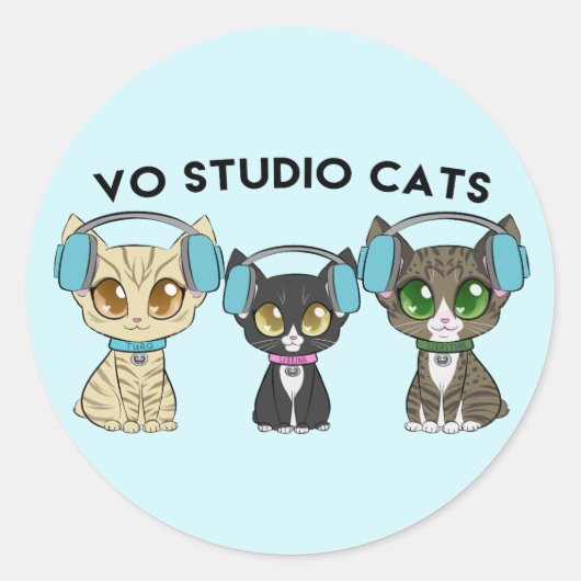 VO Studio Cats Classic Ronde Sticker (Voorkant)