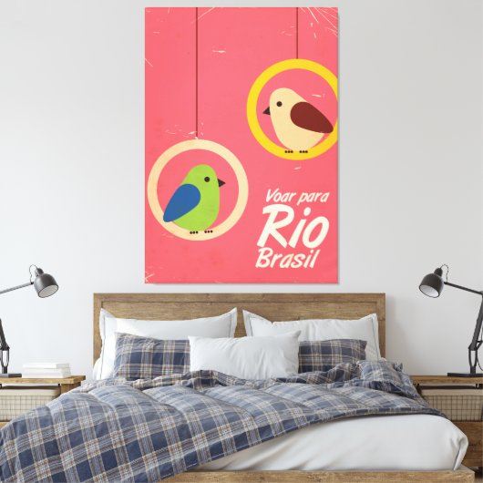 Voar para Rio, Brasil reisposter. Canvas Afdruk (Insitu (Slaapkamer))