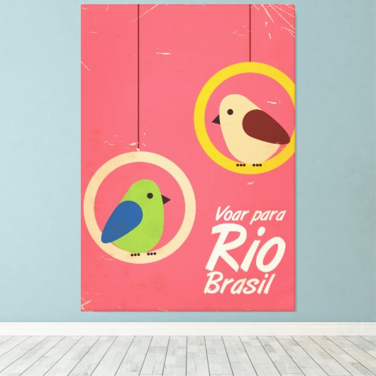 Voar para Rio, Brasil reisposter. Canvas Afdruk (Insitu (Houten vloer))