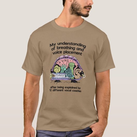 Vocal coach grappige cartoon t-shirt (Voorkant)