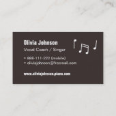 Vocal Coach Singer Microphone Visitekaartjes (Achterkant)