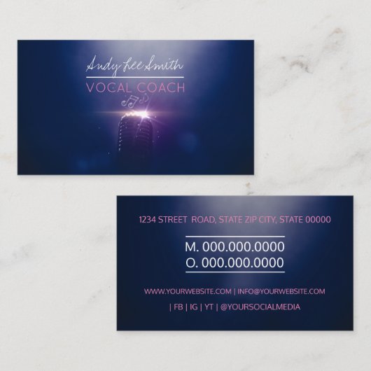 Vocal Coach Singer Visitekaartje (Voorkant / Achterkant)