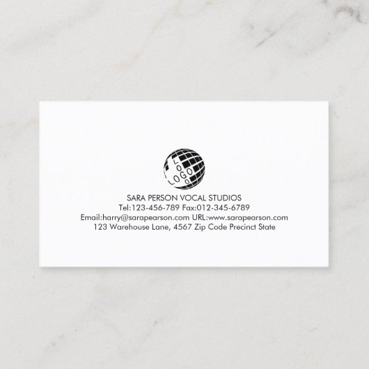 Vocal Coach Singing Lessons Gold Monogram Visitekaartje (Achterkant)
