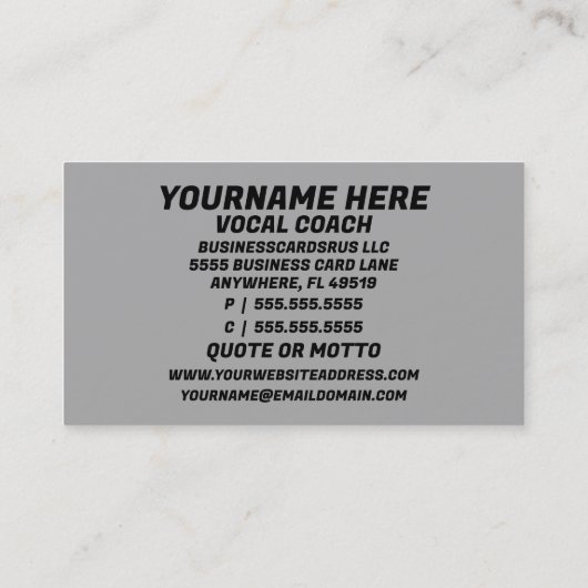 Vocal Coach Visitekaartje (Achterkant)