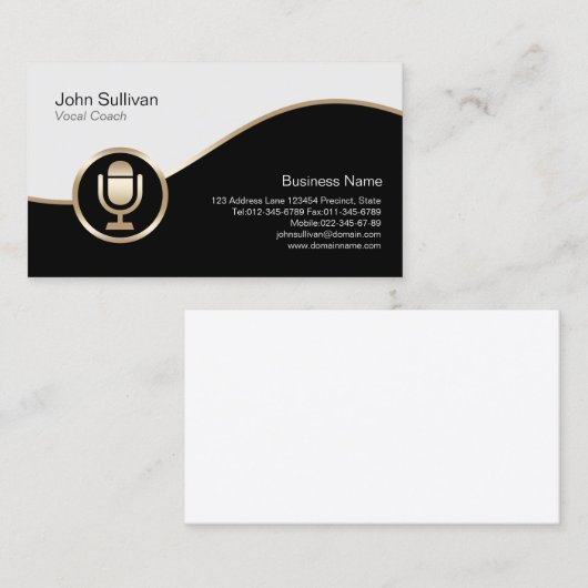 Vocal Coach Visitekaartje Gouden Microfoon Icon (Voorkant / Achterkant)