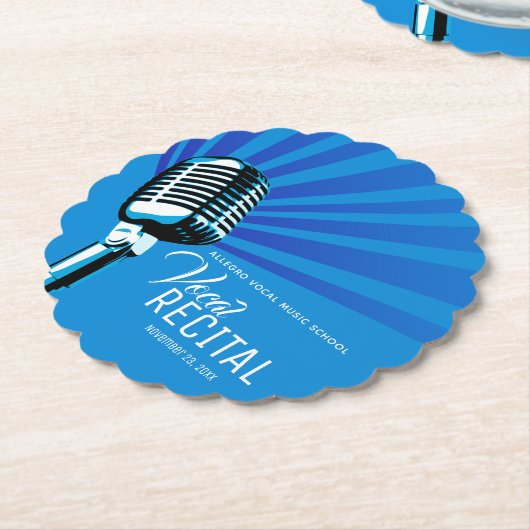 Vocal overweging klassieke microfoonmuziek blauw kartonnen onderzetters (Gekanteld)
