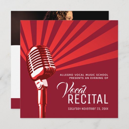 Vocal overweging klassieke microfoonmuziek rood kaart (Voorkant / Achterkant)