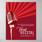 Vocal overweging klassieke microfoonmuziek rood poster (Voorkant)