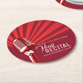 Vocal overweging klassieke microfoonmuziek rood ronde kartonnen onderzetter (Gebogen)