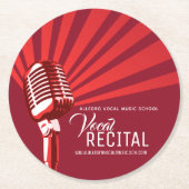 Vocal overweging klassieke microfoonmuziek rood ronde kartonnen onderzetter (Voorkant)