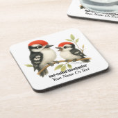 Vocale roodbuikspecht bier onderzetter (Linkerzijde)