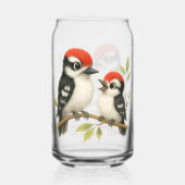 Vocale roodbuikspecht blikvorm glas (Achterkant)