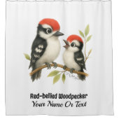 Vocale roodbuikspecht douchegordijn (Voorkant)