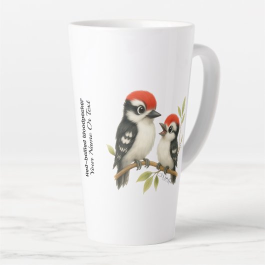 Vocale roodbuikspecht latte mok (Rechterhoek)