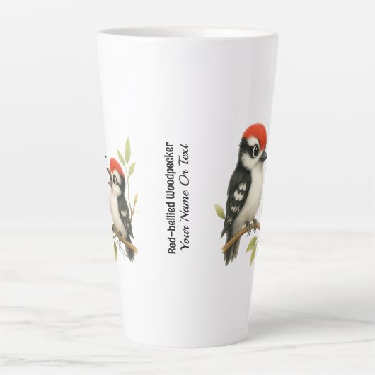 Vocale roodbuikspecht latte mok (Voorkant)