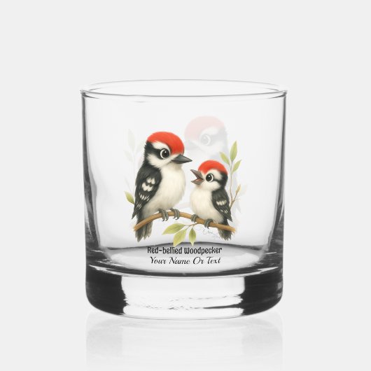 Vocale roodbuikspecht whisky glas (Voorkant)