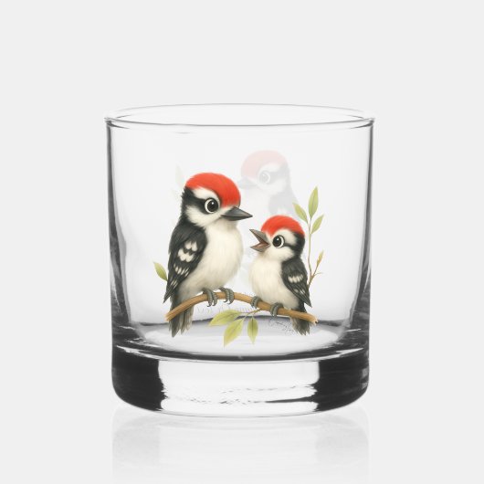 Vocale roodbuikspecht whisky glas (Achterkant)