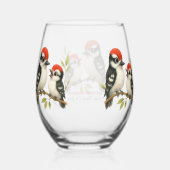 Vocale roodbuikspecht wijnglas zonder voet (Achterkant)