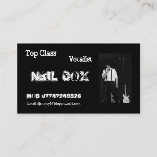 Vocalist Neil Cox Visitekaartje (Voorkant)