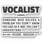 Vocalist Noun Definition Voice Performer Grappig Sticker (Voorkant)